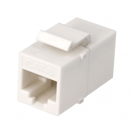 CON-927 /  Conector modular doble hembra RJ45 UTP Cat6 blanco Nimo