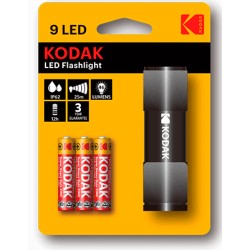 LINTERNA-9N / Linterna 9 leds compacta + 3 pilas AAA negra Kodak