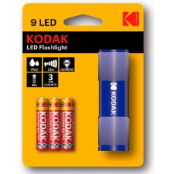 LINTERNA-9A/ Linterna 9 leds compacta + 3 pilas AAA azul Kodak