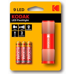 LINTERNA-9R / Linterna 9 leds compacta + 3 pilas AAA roja Kodak