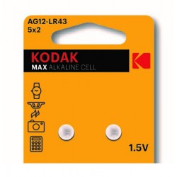 Pila AG12-LR43 / Pila alcalina tipo botón AG12-LR43 (1,5V)    (2 unidades) Kodak