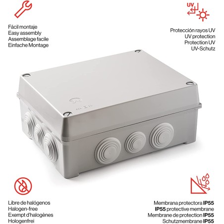 FM3015 / Caja conos LSZH tapa tornillo 1/4 IP55 (310x240x125mm) Famatel