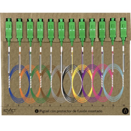 TF-SM-SET12SA-EIAPF-015 / Pack 12 pigtails de colores SC/APC SM (1,5m) Keynet