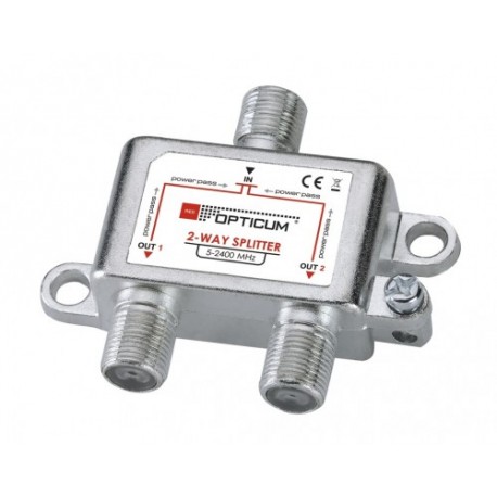 SPLIT2 / Distribuidor conector "F" (5-2400MHz)  2 salidas Opticum